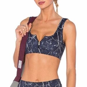 Varley Beth Sport Bra in Navy Marble